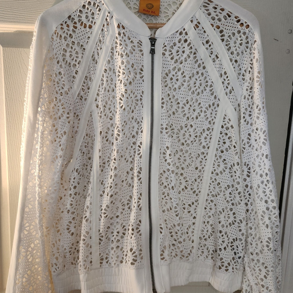 Ruby Rd. White Lace Jacket
